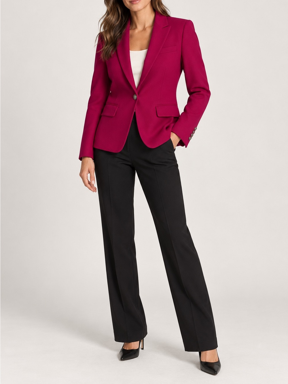 Veronica Beard Fuchsia Single-Button Dickey Jacket Blazer Size 2